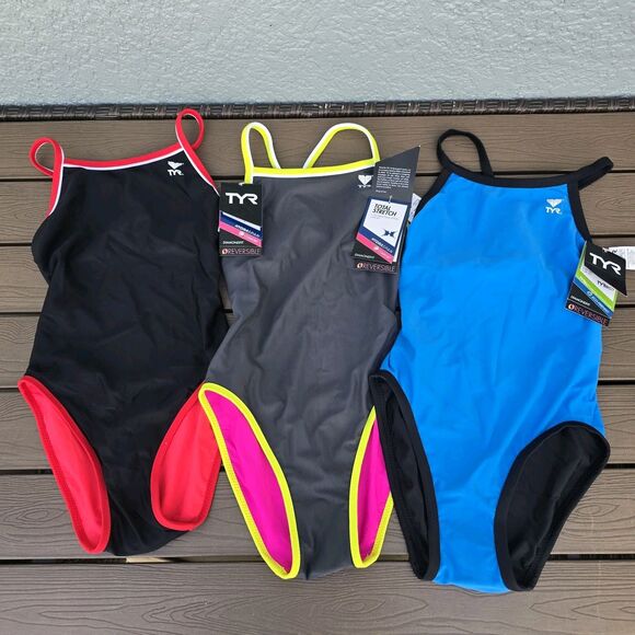 TYR Swimsuit Women's Hydra Span Reversible Diamondfit Bundle Of 3 Size 30 New - Picture 1 of 10